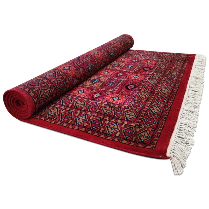 4x6 Feet Hand Knotted Red Wool Carpet - Image 7