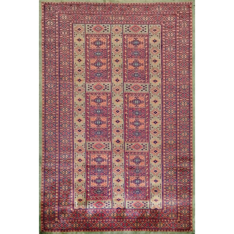 4×6 Feet Handmade Wool Carpet Green Dubba