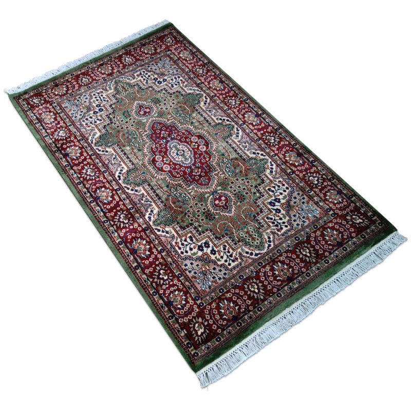 4×6 Feet Green Hand Knotted Persian Wool Carpet - Image 2