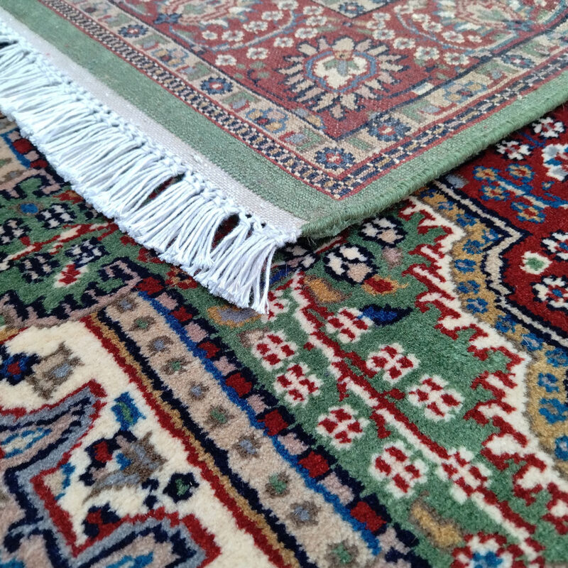 4×6 Feet Green Hand Knotted Persian Wool Carpet - Image 3