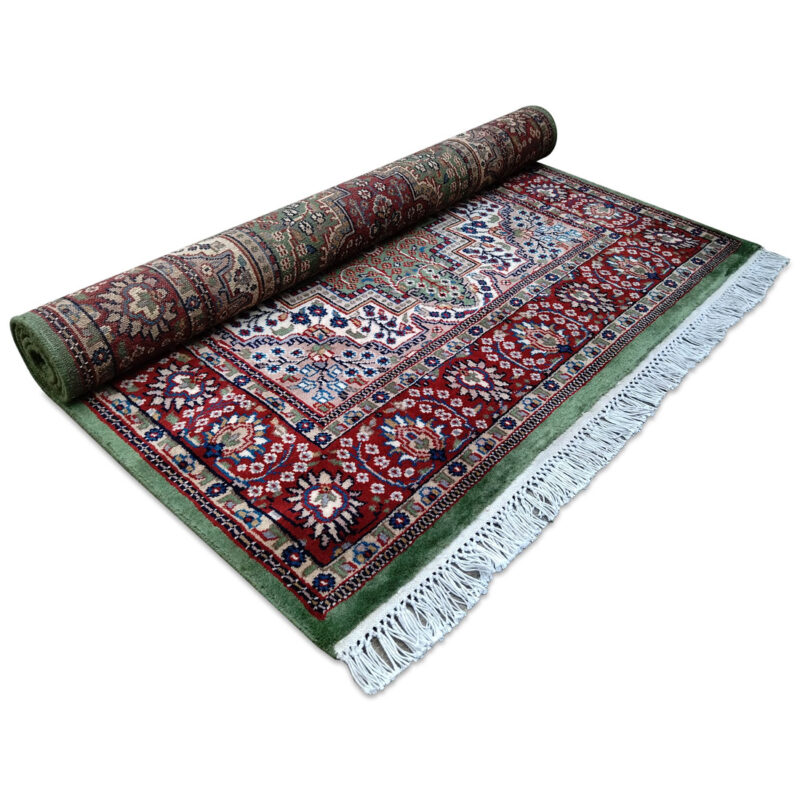4×6 Feet Green Hand Knotted Persian Wool Carpet - Image 5