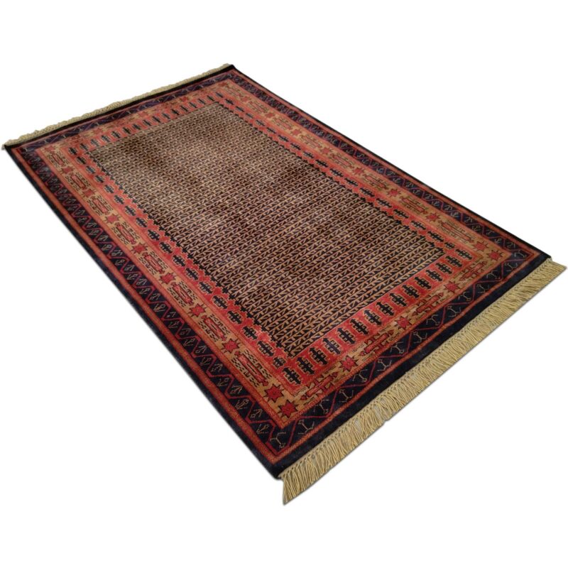 4x6 Ft Handmade Black & Brown Wool Carpet - Image 3