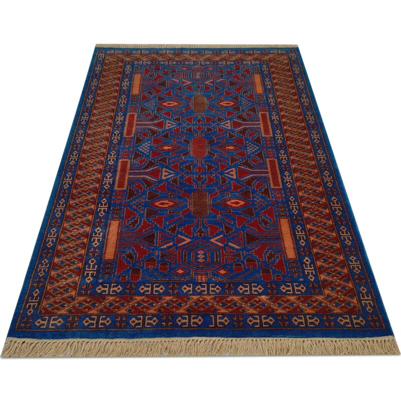 4x6 ft Blue Hand knotted Wool Carpet - Image 3