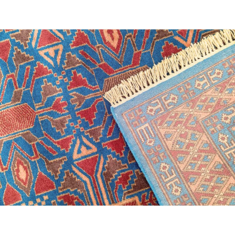 4x6 ft Blue Hand knotted Wool Carpet - Image 4