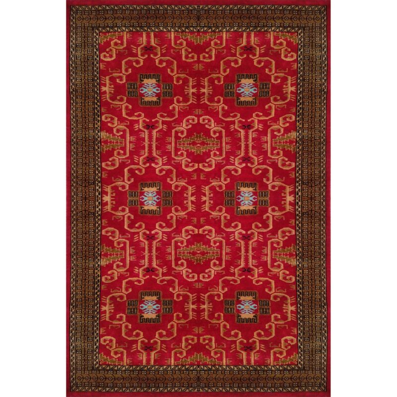 4x6 Feet Handmade Wool Carpet Palace (Red)