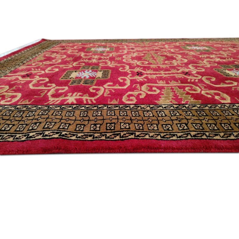 4x6 Feet Handmade Wool Carpet Palace (Red) - Image 4