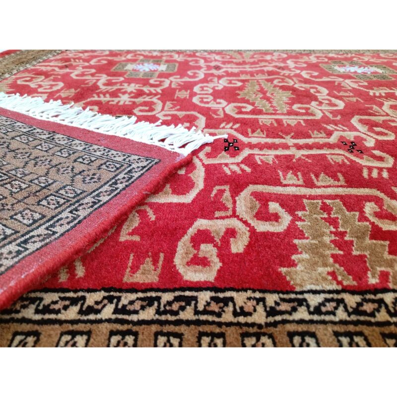 4x6 Feet Handmade Wool Carpet Palace (Red) - Image 5