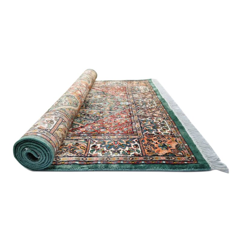 4x6 Feet Hand Knotted Blue Persian Silk Carpet - Image 7