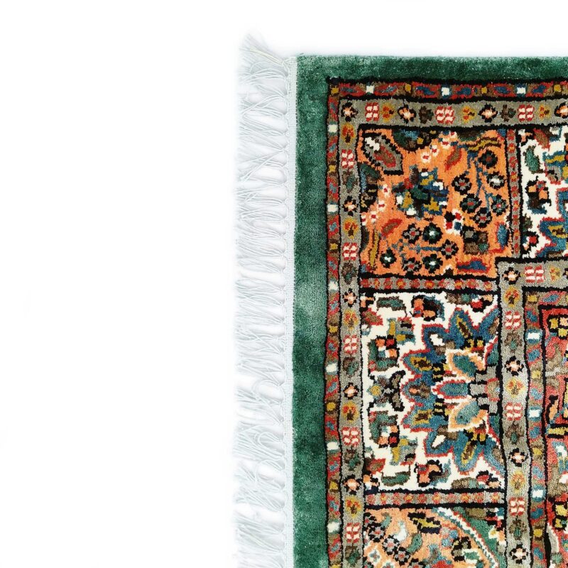 4x6 Feet Hand Knotted Blue Persian Silk Carpet - Image 6