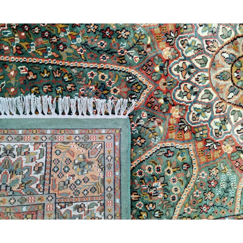 4x6 Feet Hand Knotted Blue Persian Silk Carpet - Image 4