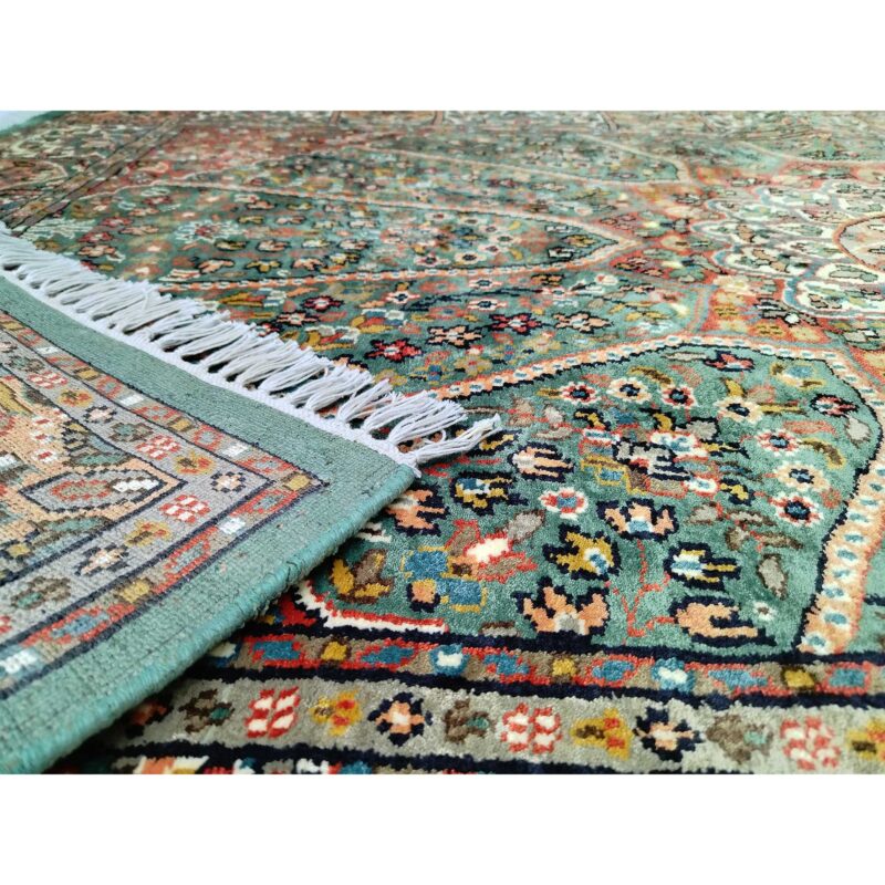 4x6 Feet Hand Knotted Blue Persian Silk Carpet - Image 3