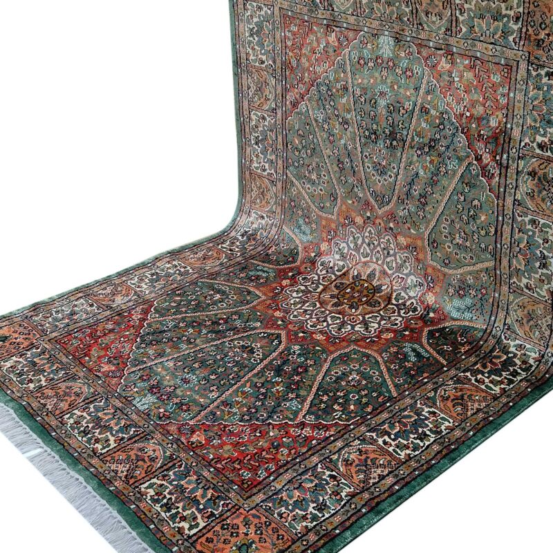 4x6 Feet Hand Knotted Blue Persian Silk Carpet - Image 2