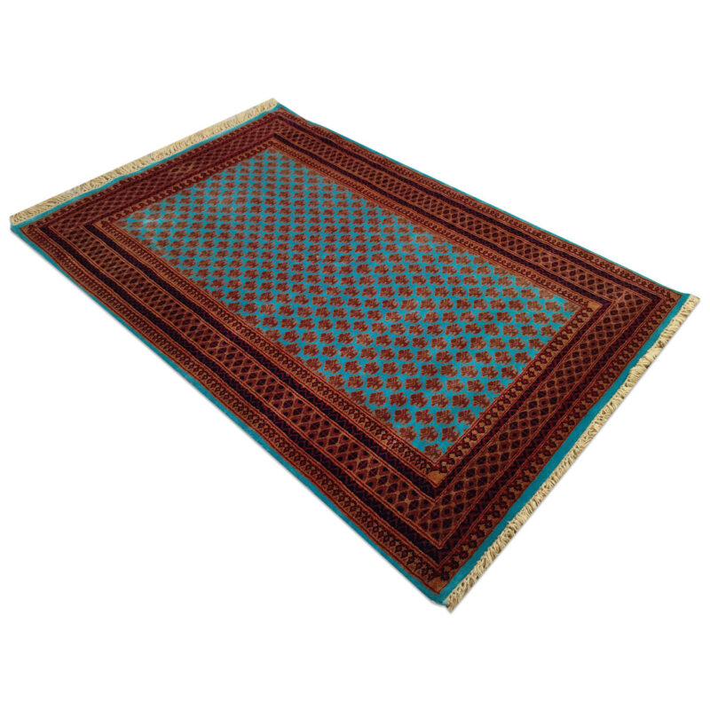 4×6 Feet Royal Turquoise Hand Knotted Lichi Wool Carpet - Image 3