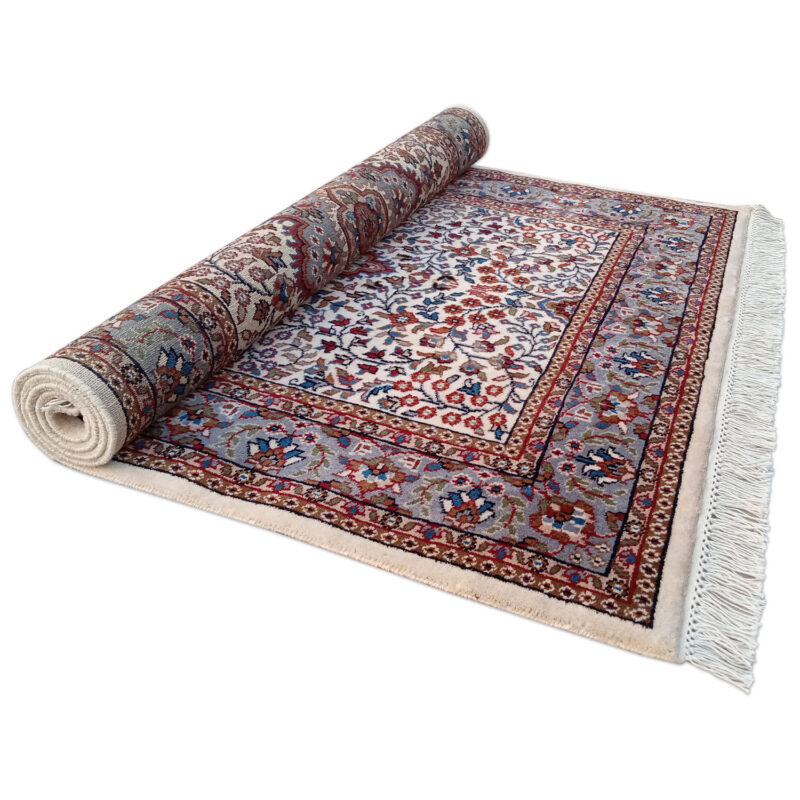 4×6 Feet White Hand Knotted Kashan Carpet - Image 6