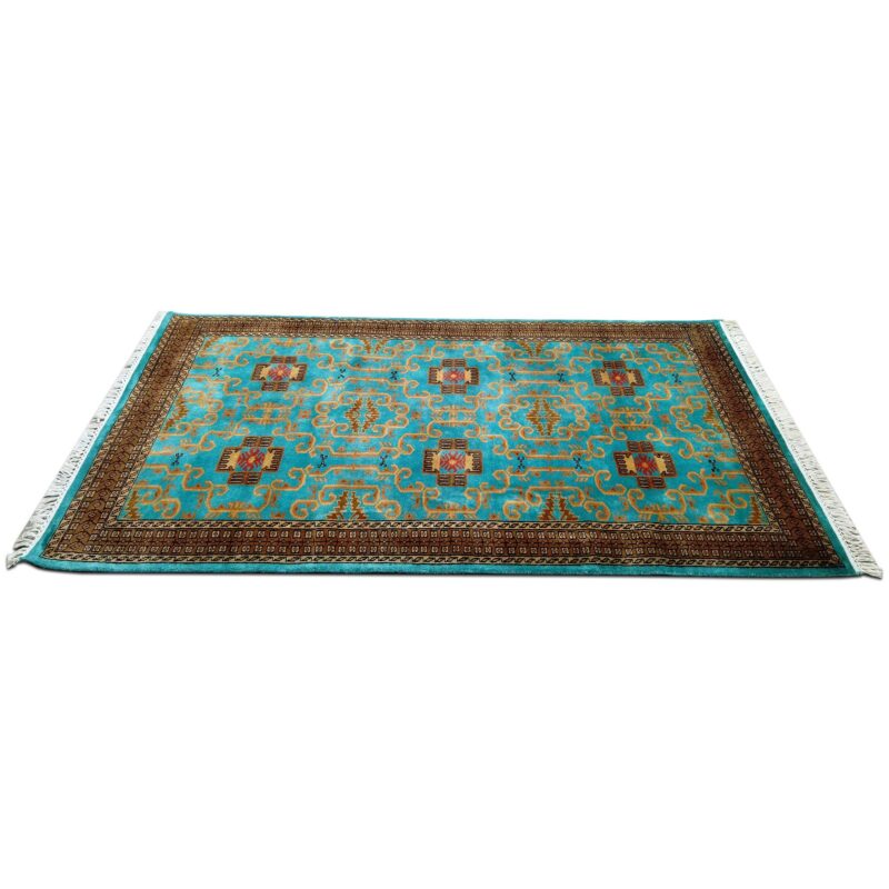 4x7 Feet Handmade Turquoise Wool Carpet Palace - Image 2
