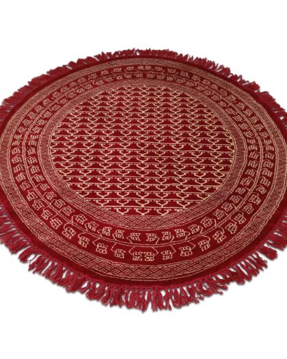 5x5 ft Round Hand Knotted Wool Carpet Parda (Red)