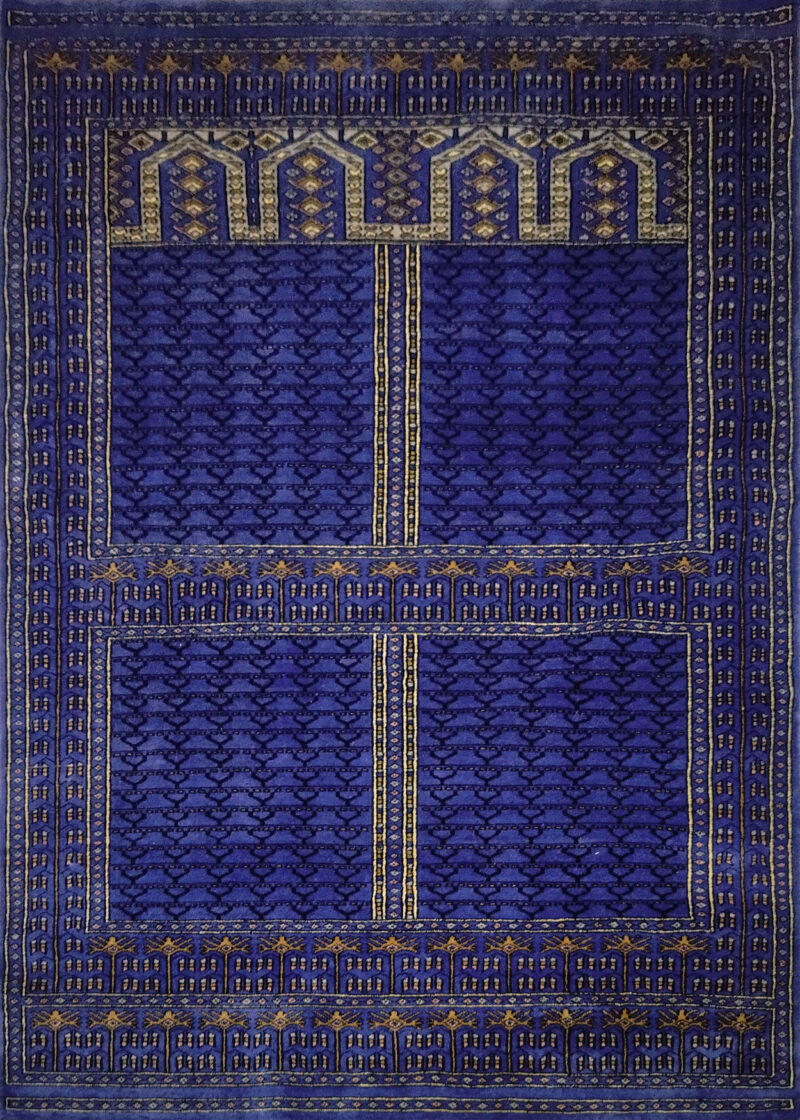 5ft×7ft Purple Hand Knotted Parda Carpet Wool - Image 2