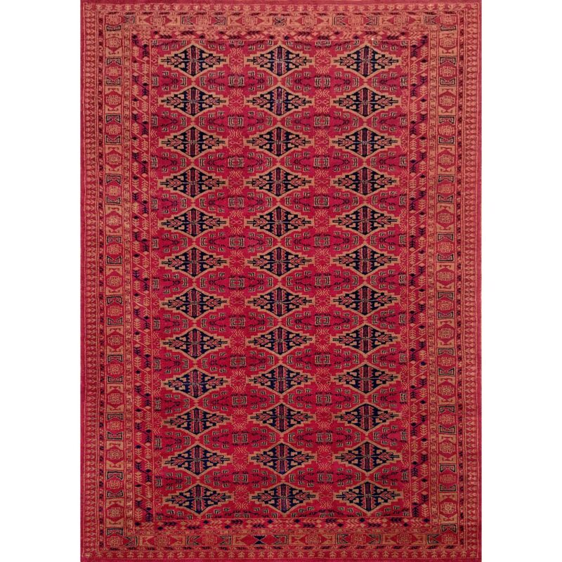 5x7 Feet Hand Knotted Red Wool Carpet Tribal