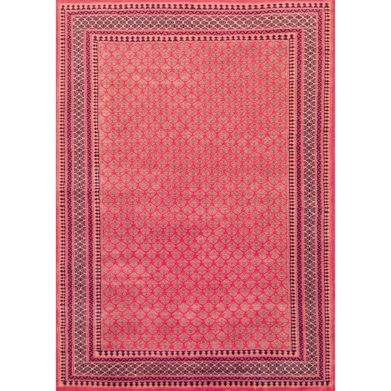 5x7 Feet Hand Knotted Red Wool Carpet