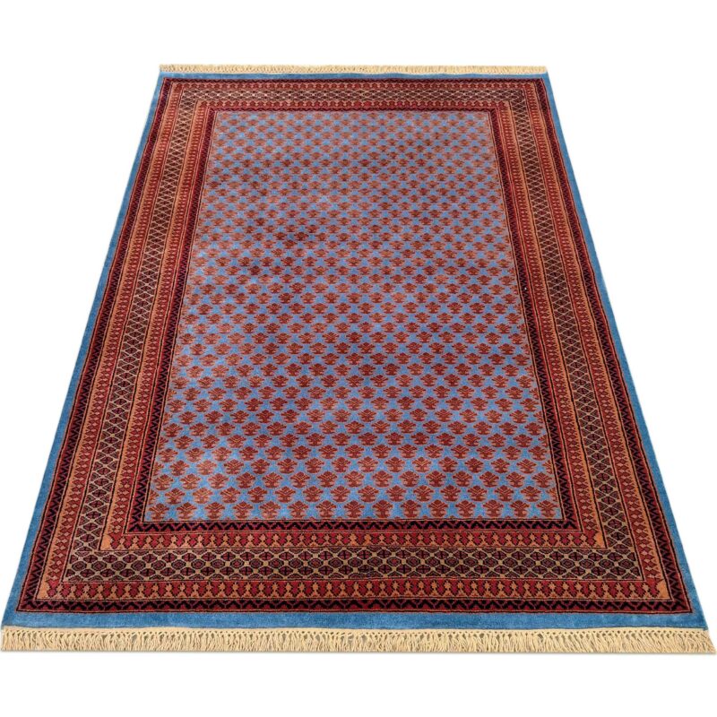 5x7 ft Blue Hand Knotted Wool Carpet