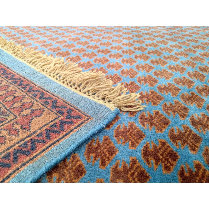 5x7 ft Blue Hand Knotted Wool Carpet - Image 4