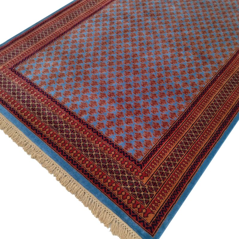 5x7 ft Blue Hand Knotted Wool Carpet - Image 5