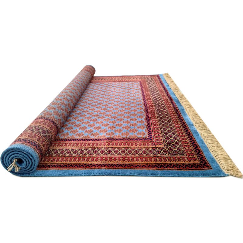 5x7 ft Blue Hand Knotted Wool Carpet - Image 6