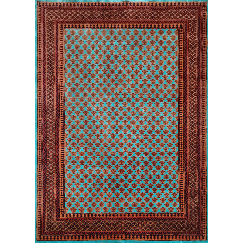 5x7 Feet Hand Knotted Wool Carpet Turquoise