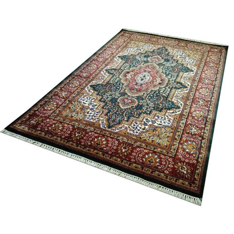 5ft×7ft Green Hand Knotted Persian Carpet Wool - Image 2