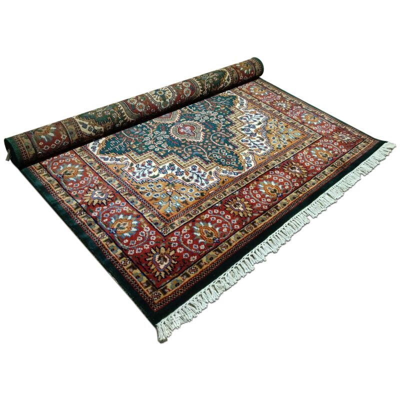 5ft×7ft Green Hand Knotted Persian Carpet Wool - Image 3