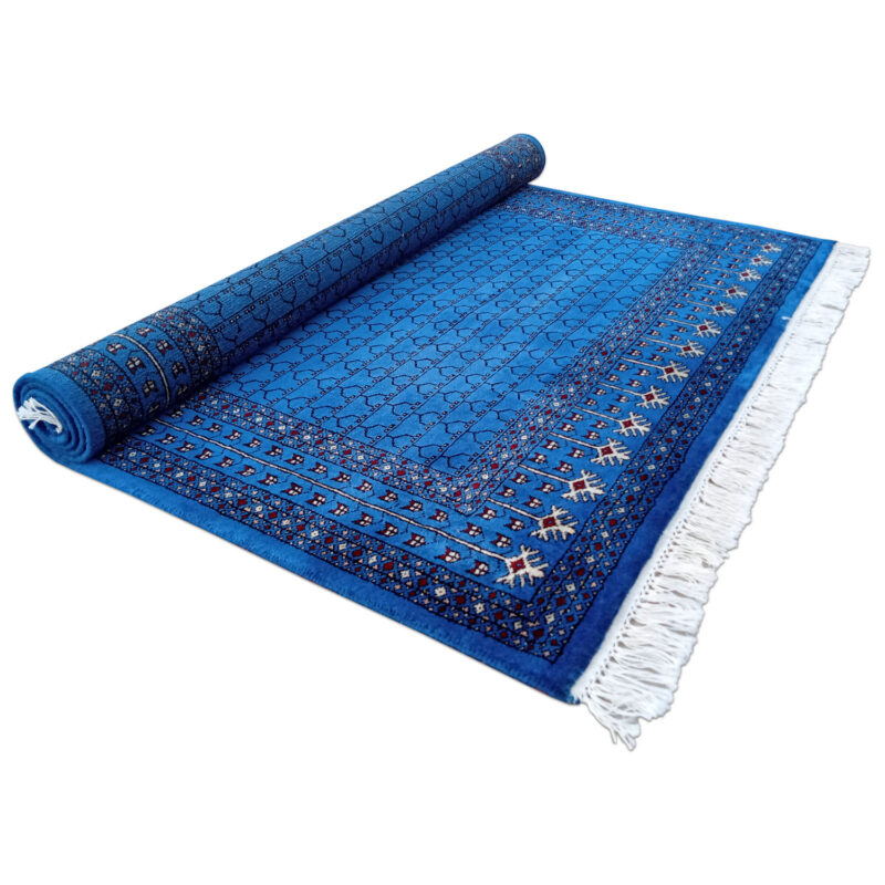 5×7 Feet Handmade Wool Carpet Royal Blue Hand Knotted Parda - Image 3