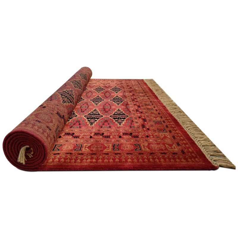 6x9 Feet Wool Red Hand Knotted Carpet - Image 8