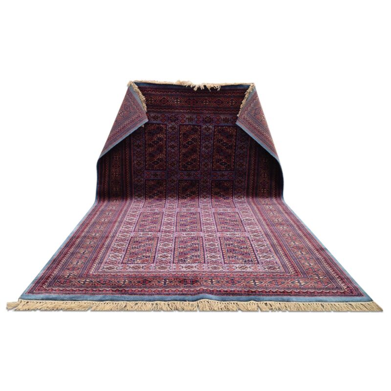 6x9 Feet Hand Knotted Blue Wool Carpet - Image 4