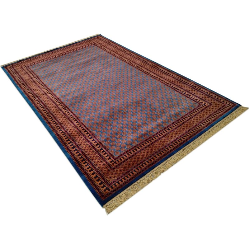 6x9 ft Blue Hand Knotted Wool Carpet - Image 2