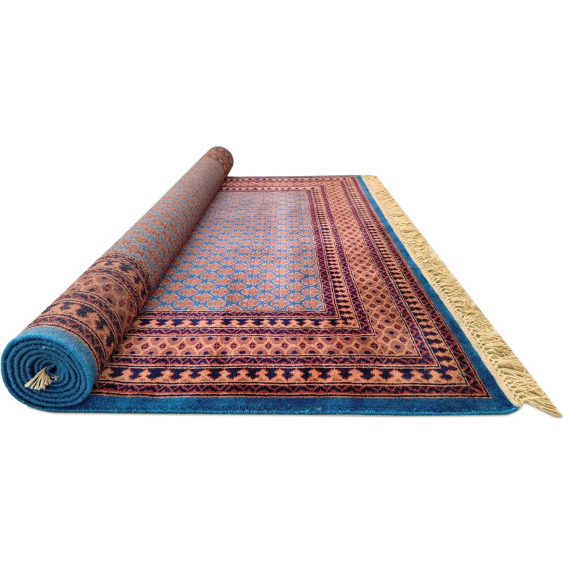 6x9 ft Blue Hand Knotted Wool Carpet - Image 6