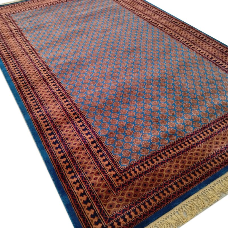 6x9 ft Blue Hand Knotted Wool Carpet - Image 5