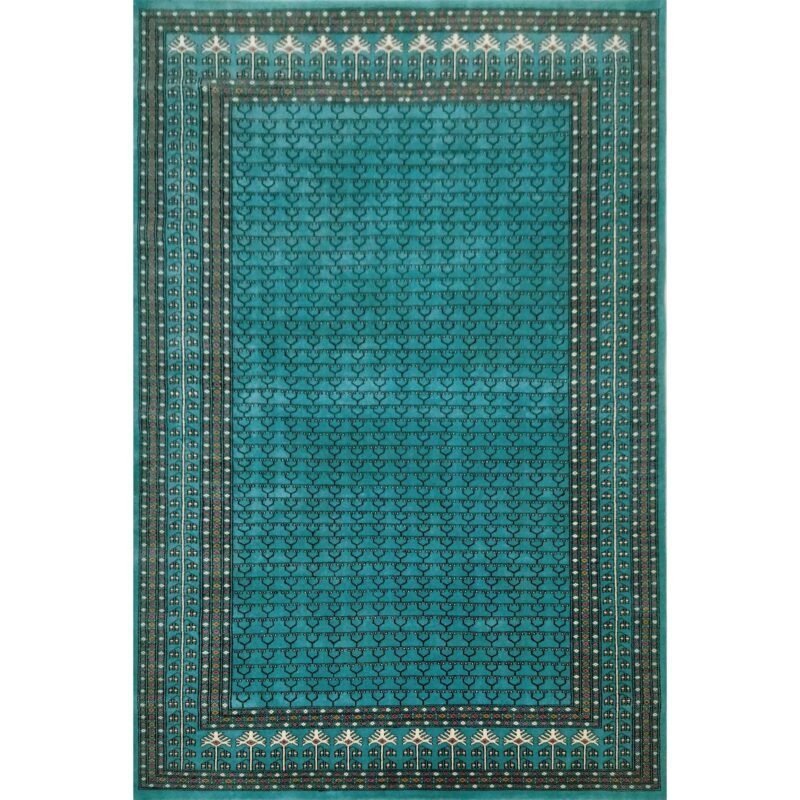 6x9 Ft Hand Knotted Wool Carpet Parda Turquoise