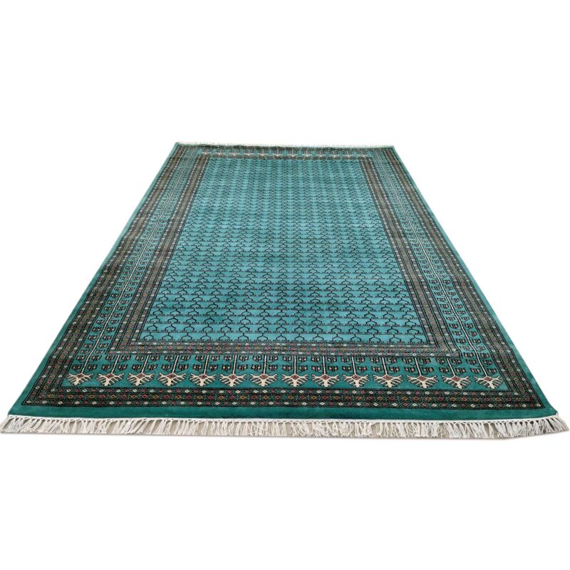 6x9 Ft Hand Knotted Wool Carpet Parda Turquoise - Image 2