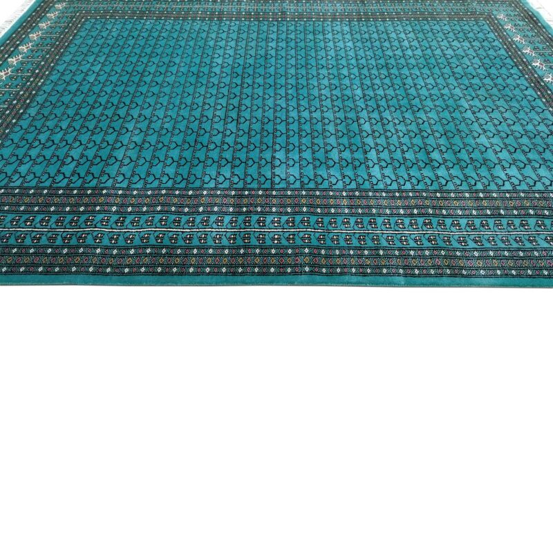 6x9 Ft Hand Knotted Wool Carpet Parda Turquoise - Image 3