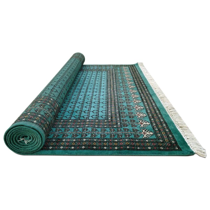 6x9 Ft Hand Knotted Wool Carpet Parda Turquoise - Image 6