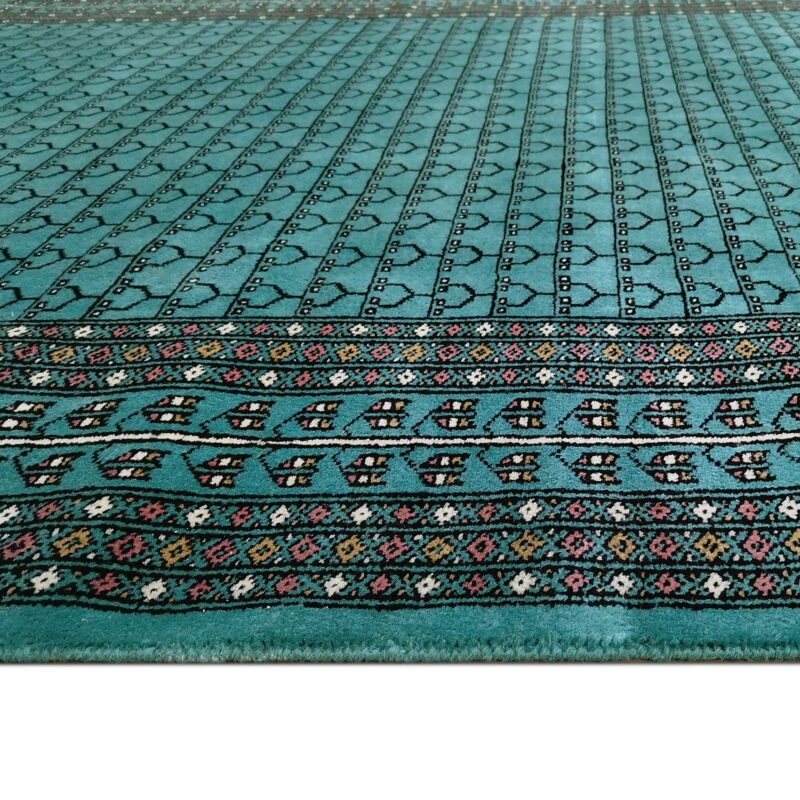 6x9 Ft Hand Knotted Wool Carpet Parda Turquoise - Image 7