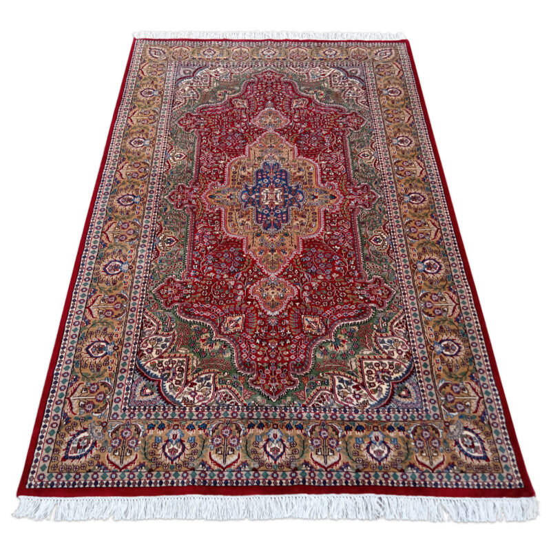 6×9 Feet Handmade Wool Carpet Royal Red Hand Knotted Indo-persian - Image 3