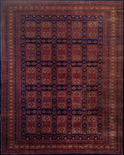 8x10 Feet Black & Brown Hand Knotted Wool Carpet Dubba