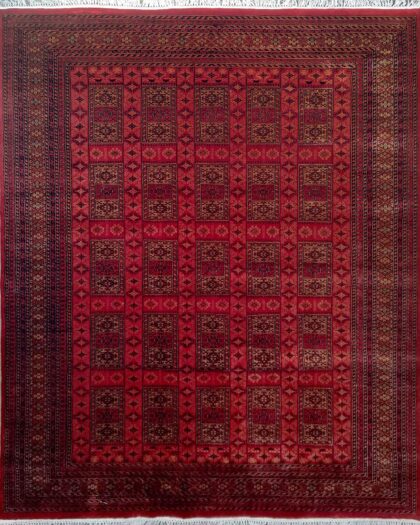 8x10 Feet Red Hand Knotted Wool Carpet Dubba