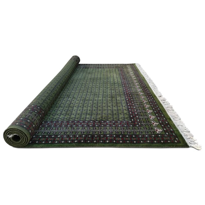 8x10 ft Green Hand Knotted Wool Carpet - Image 6
