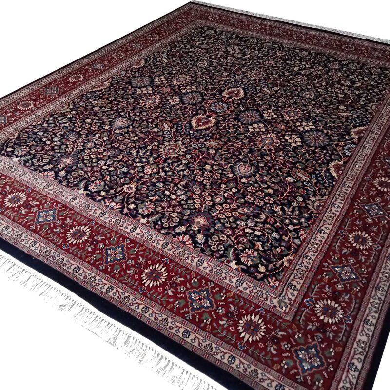 8x10 Feet Wool Black Kashan Hand Knotted Carpet - Image 5