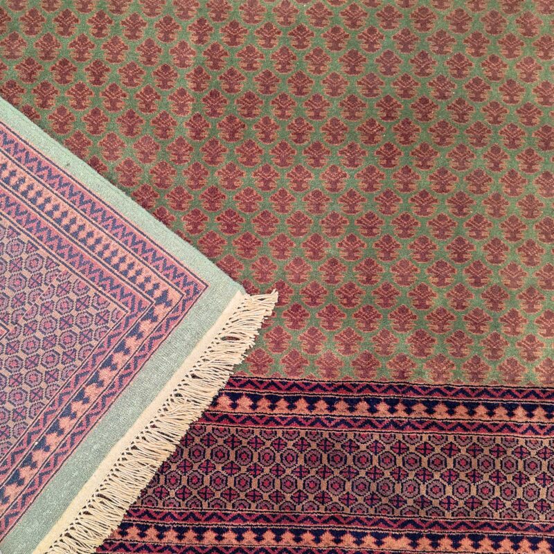 9x12 Feet Wool Green Hand Knotted Carpet Tribal - Image 3