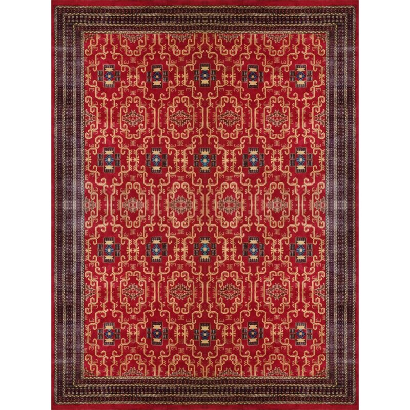 9x12 Ft Handmade Red Wool Carpet Palace