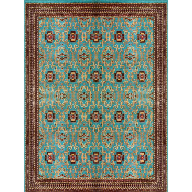 9x12 Ft Handmade Turquoise Wool Carpet Palace