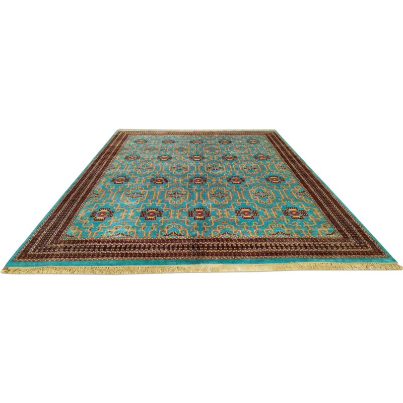 9x12 Ft Handmade Turquoise Wool Carpet Palace - Image 2